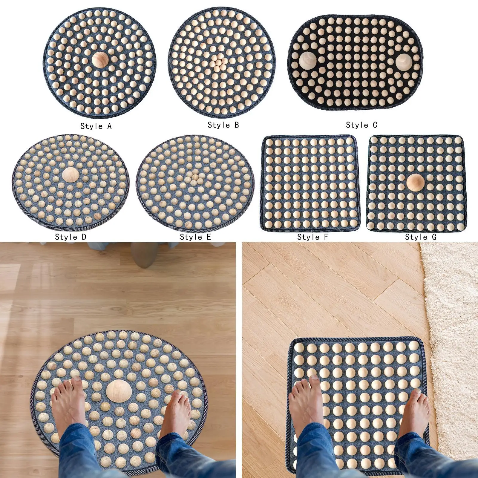حصيرة العلاج بالابر الخشبية للقدمين، وسادة العلاج بالابر للاسترخاء، لوح تدليك خفيف الوزن للمكتب والسفر وغرفة النوم والاسترخاء لكبار السن #3