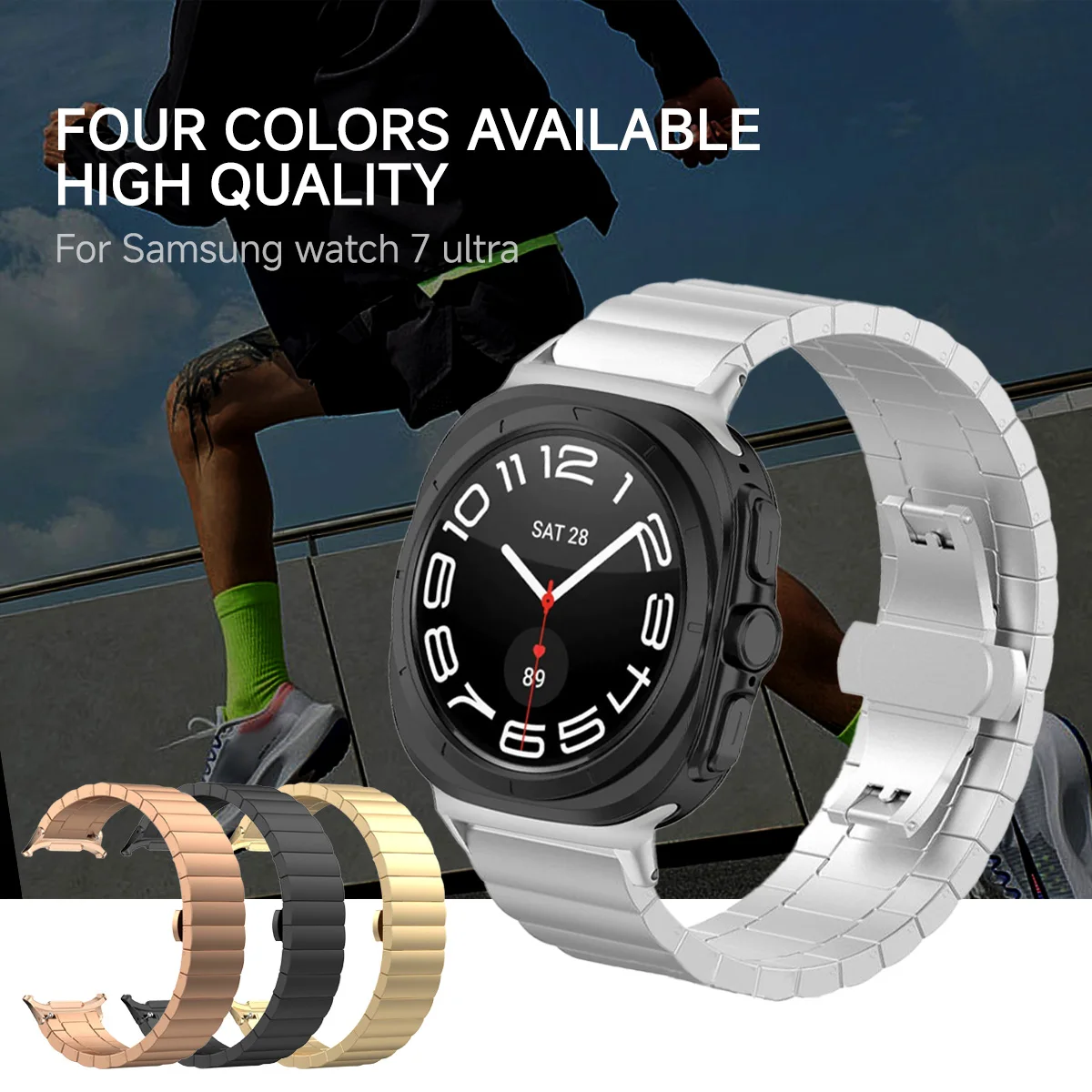 삼성 갤럭시 워치 7 울트라 47mm용 메탈 팔찌, 스테인리스 스틸 스트랩 손목 밴드, 삼성 워치 7 교체 가능한 밴드