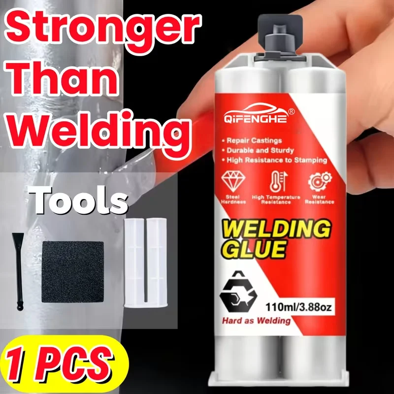 High Temperature Resistant Welding Glue 110ml, Multipurpose Cast Repair Adhesive for Metal, Iron, Aluminum & Broken Parts Fix