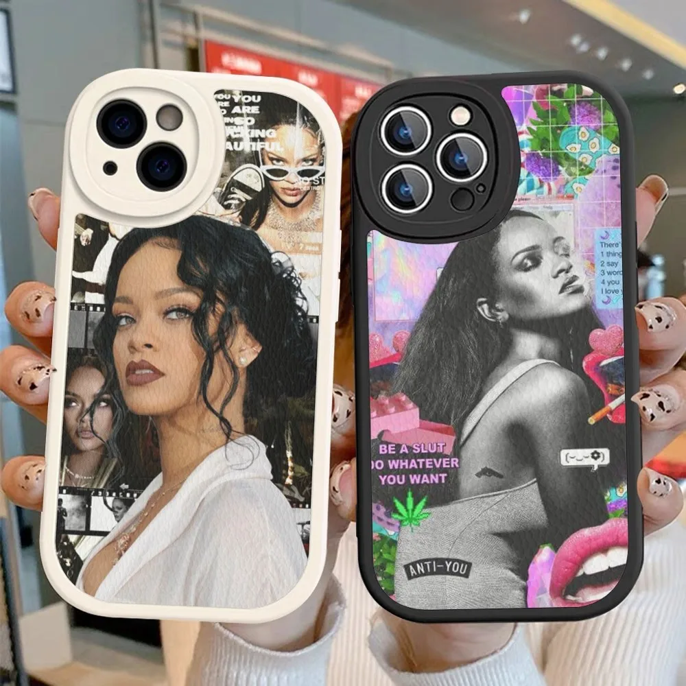 

S-singer R-rihannar Mousepad Hard Leather For iPhone 14 13 12 Mini 11 14 Pro Max Xs X Xr 7 8 Plus Fundas