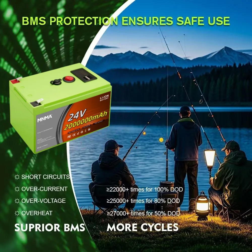 24V 120Ah Long Lifespan Lithium Battery Rechargeable Energy Storage Battery For Yacht RV Home Power Failure Backup Power