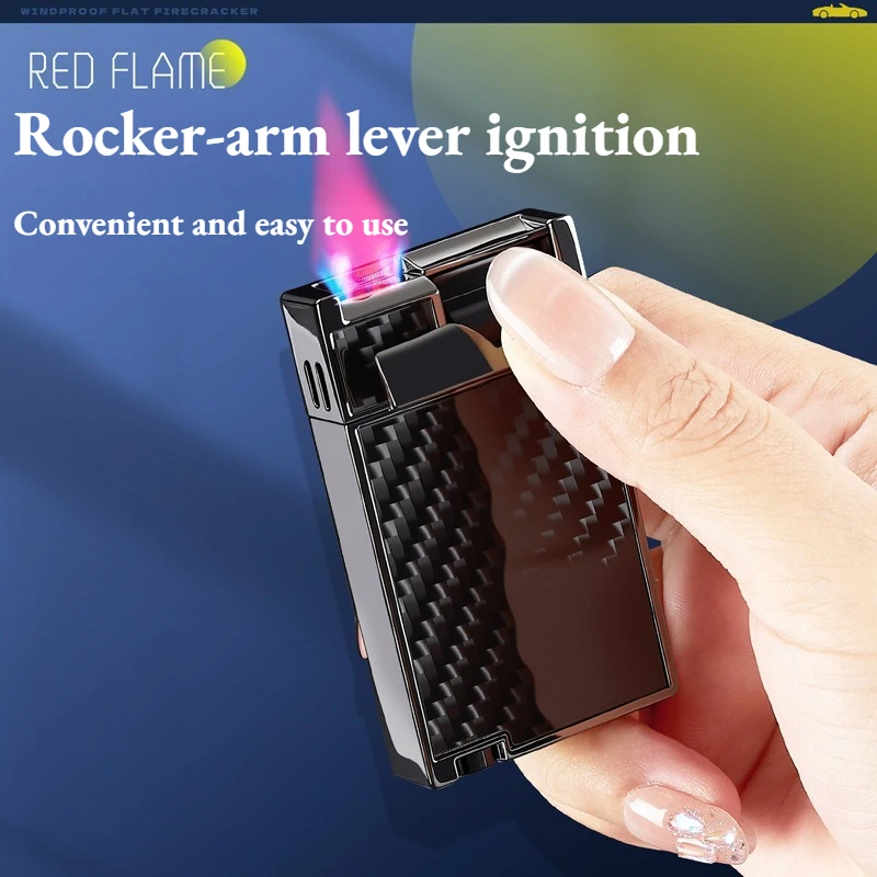 

Ультратонкая зажигалка Rocker Style Jet Flame, креативная металлическая ветрозащитная зажигалка с розовым пламенем, высококачественный подарок премиум-класса для парня