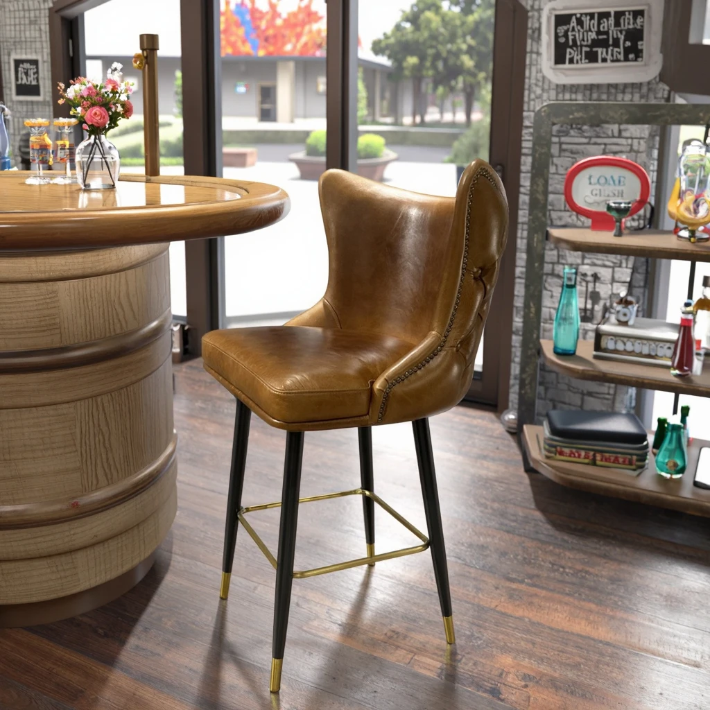 

Vintage industrial leather luxury bar chairs for living rooms and home bars