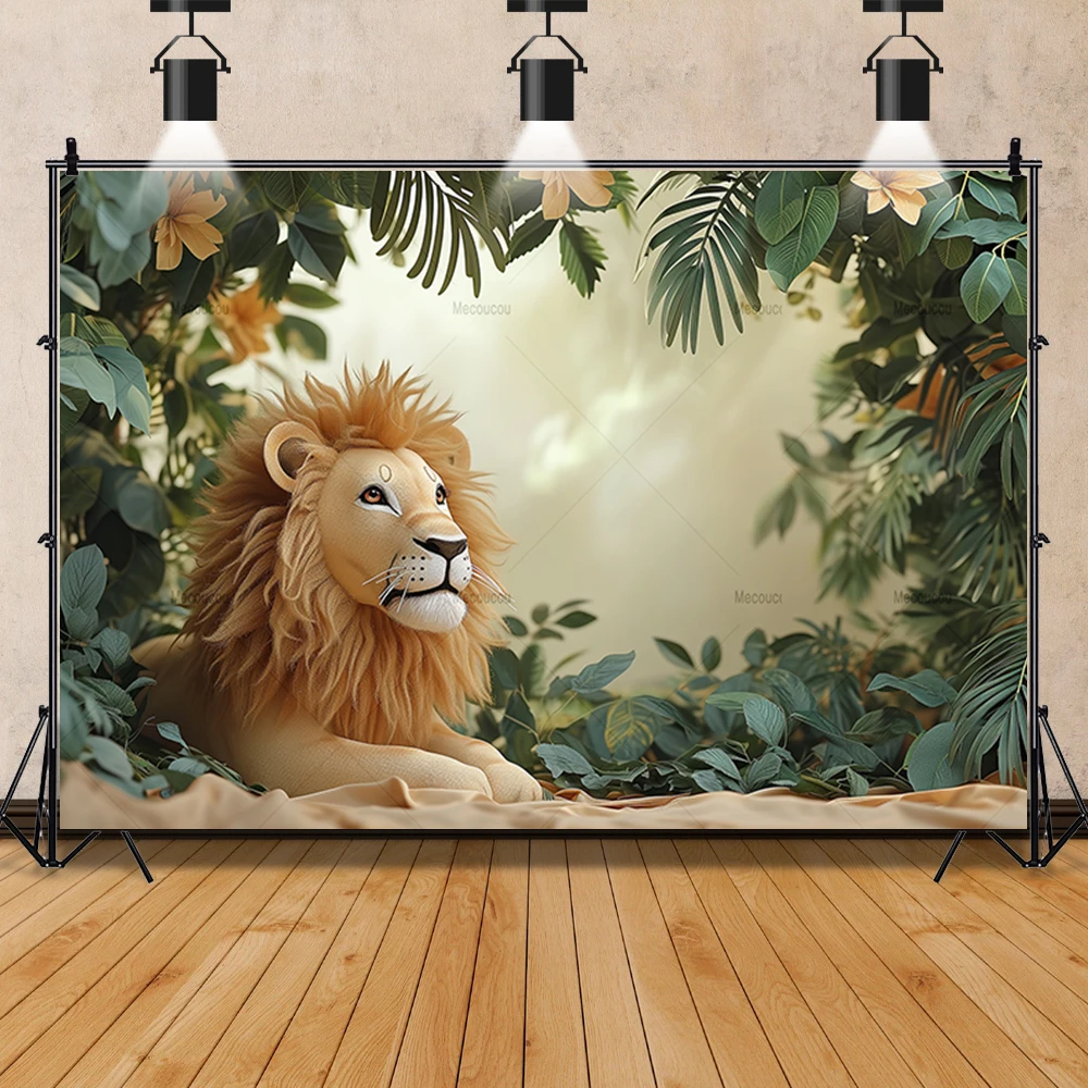 Tiger Elephant Rhino Lion Forest Animals Banner Backdrop Custom Kid Room Birthday Photography Poster Decoration Wall Background