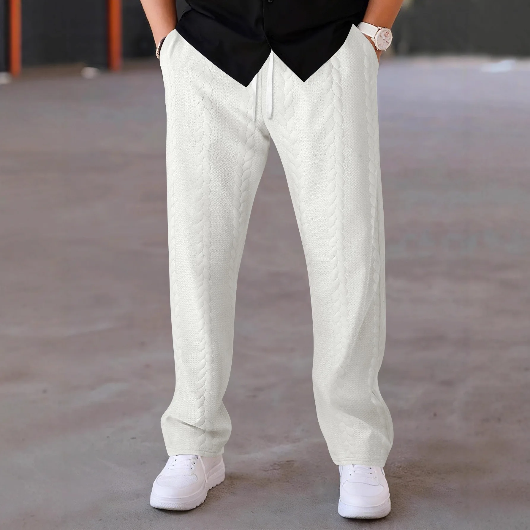 2025 New Style Men's Autumn Straight-Fitting Loose Jogging Pants Fashionable Street-Specific Comfortable Drawstring Casual Pants