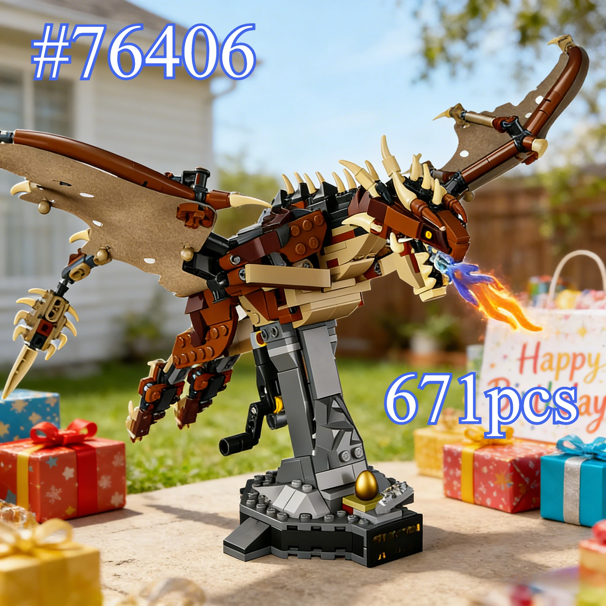マジック-ブラック-スケール-ドラゴン-76406-ビルディング-ブロック-セット-誕生日プレゼントに最適-レゴ粒子と互換性あり、671個。