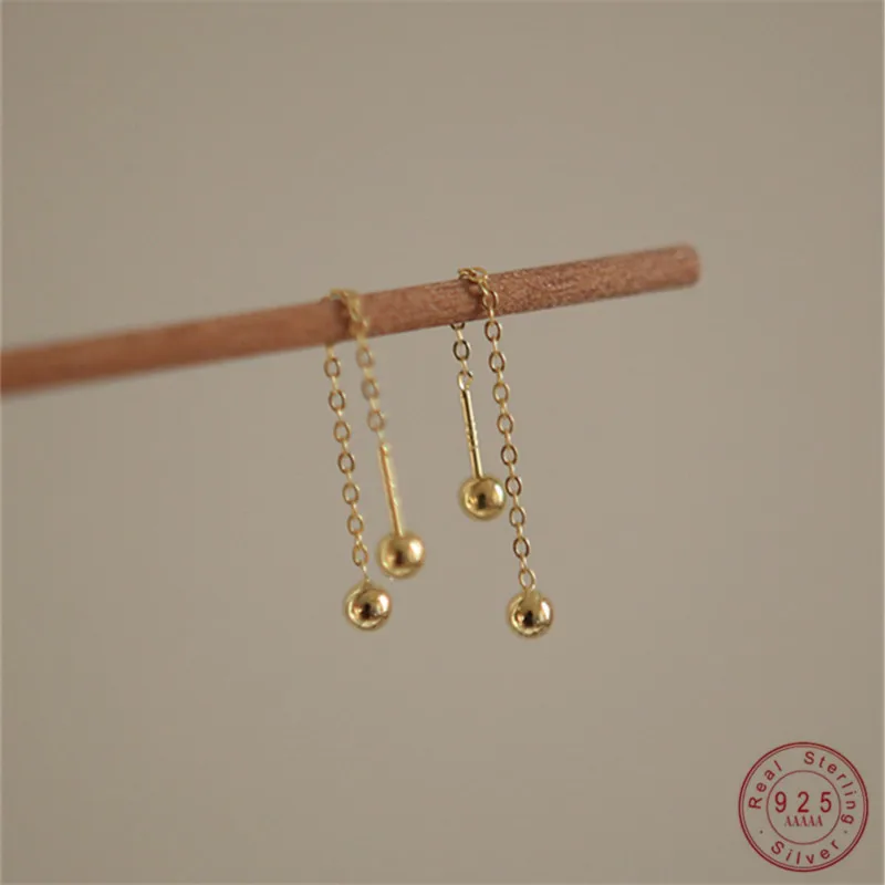 Boucles d'oreilles à vis en argent Sterling 925 pour femmes, perles dorées simples, tempérament coréen, bijoux polyvalents