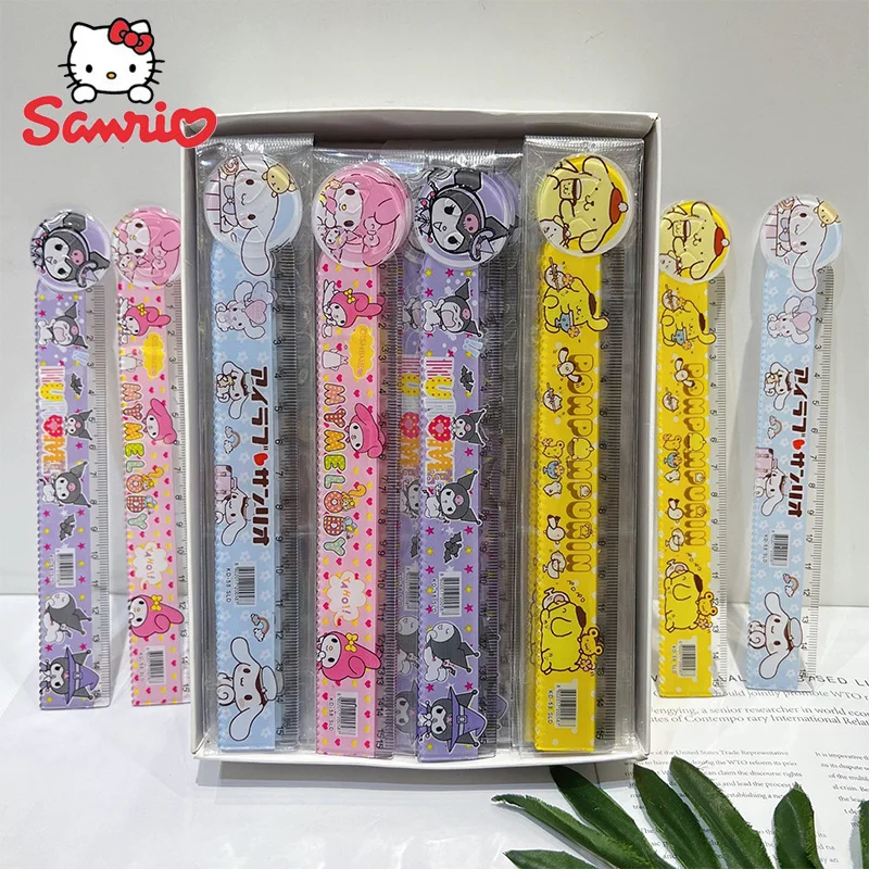 100 pz Cartoon Sanrio righello carino My Melody Cinnamoroll Kuromi Pom Pom Purin righello per bambini cancelleria per studenti