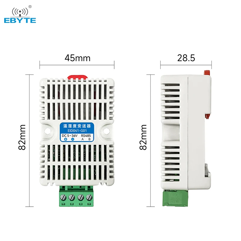 Temperature and Humidity Sensor RS485 Modbus RTU Protocol EBYTE EID041 Modules DC5-36V High Precision Acquisition