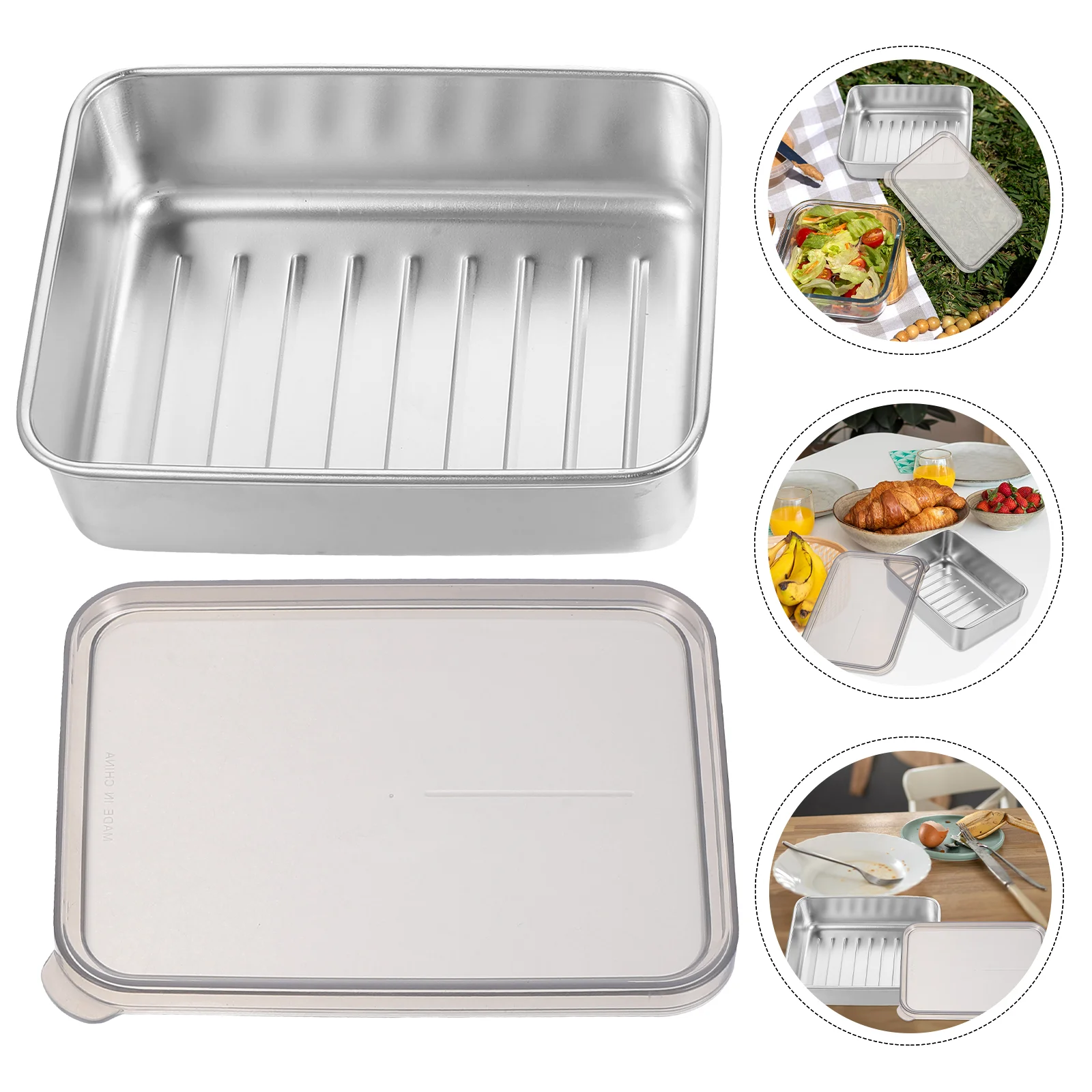 Stainless Steel Crisper Keeper Cheese Fridge Storage Containers Small Boxes Butter Dishes Drain