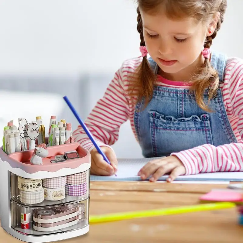 Desk Organizer With Drawers Transparent Drawers Organizer For Desktop Large Capacity Pencil Holder With Multi Grids For Eraser