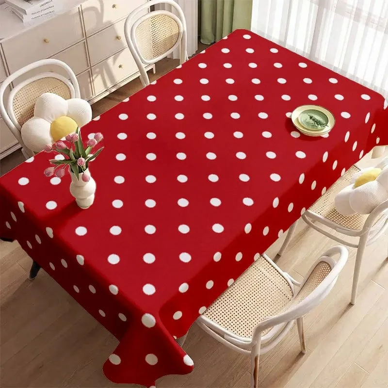 Soft, fashionable and beautiful red polka dot tablecloth, machine washable, for dining table