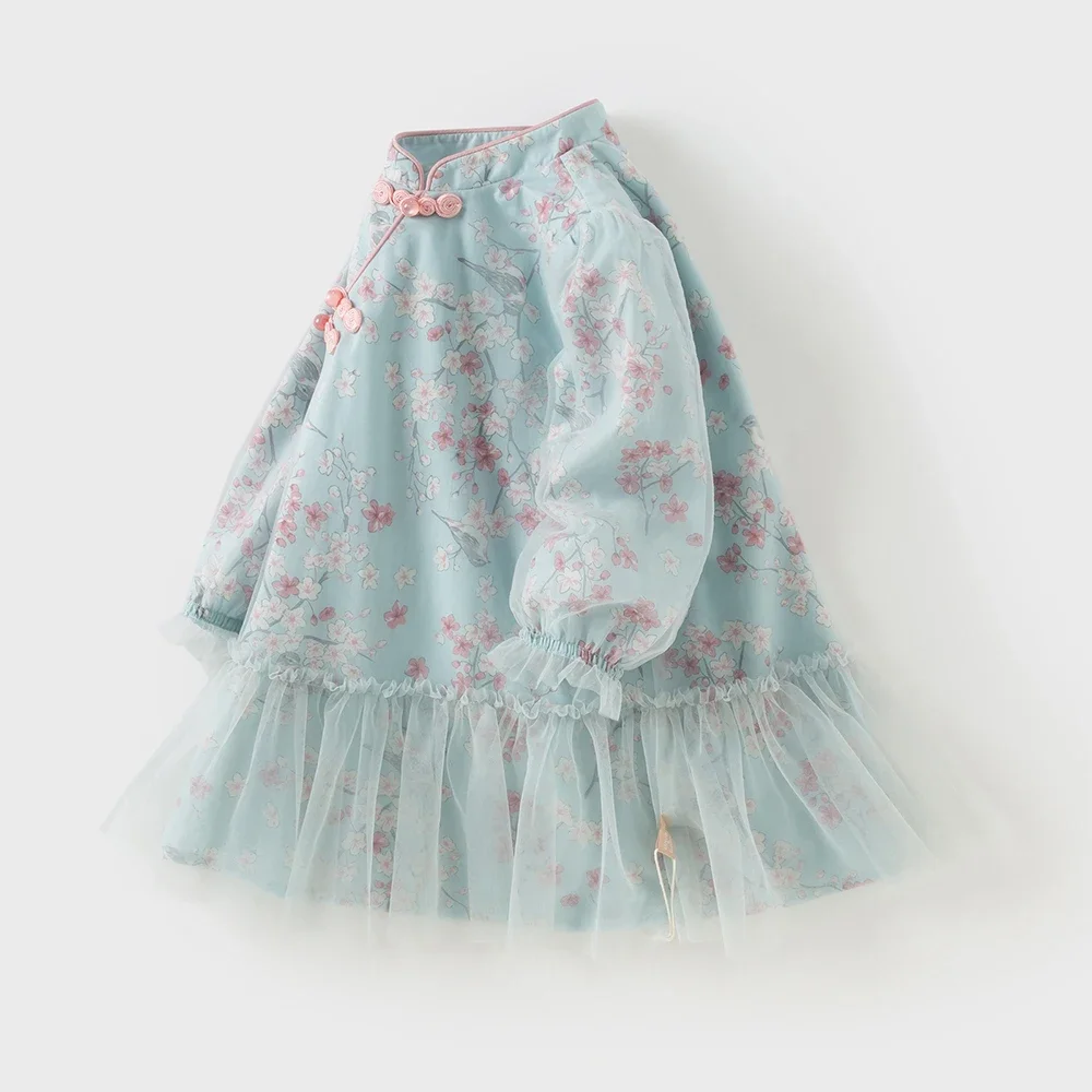 Dave Bella Autumn Girls Baby Princess Dress Charm Cute Mesh Floral Print Party Outdoor Chinese Style Elegant Dress DB3252699