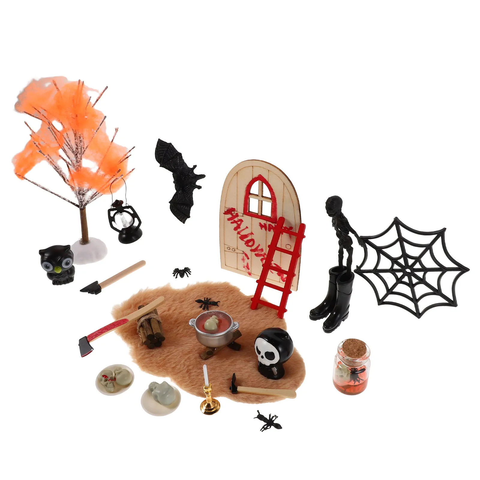

1Set Halloween Decoration Set Creepy Detailed Miniatures for Dollhouse Haunted Scenes Fairy Gardens Village Displays Spooky Home