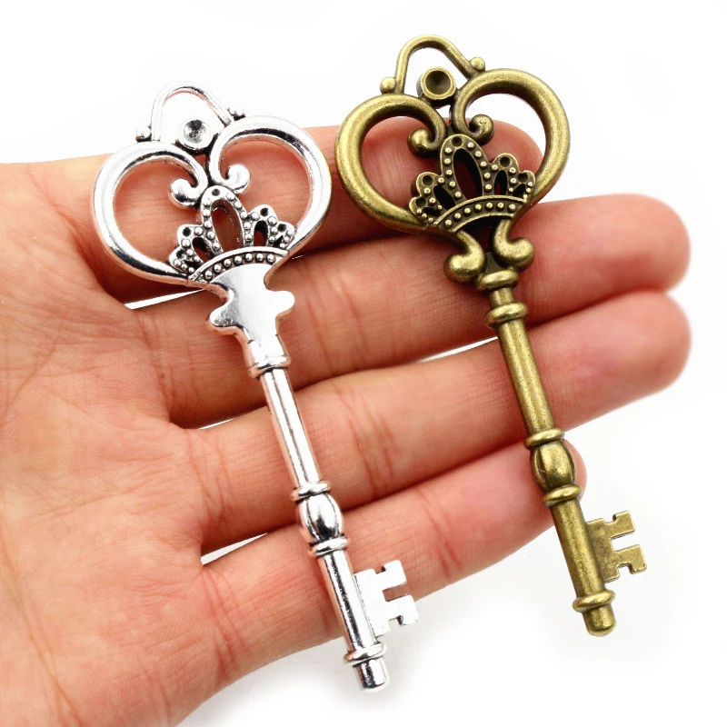 84x33mm 1pcs Antique Bronze Silver Plated Key Handmade Charms Pendant:DIY for bracelet necklace