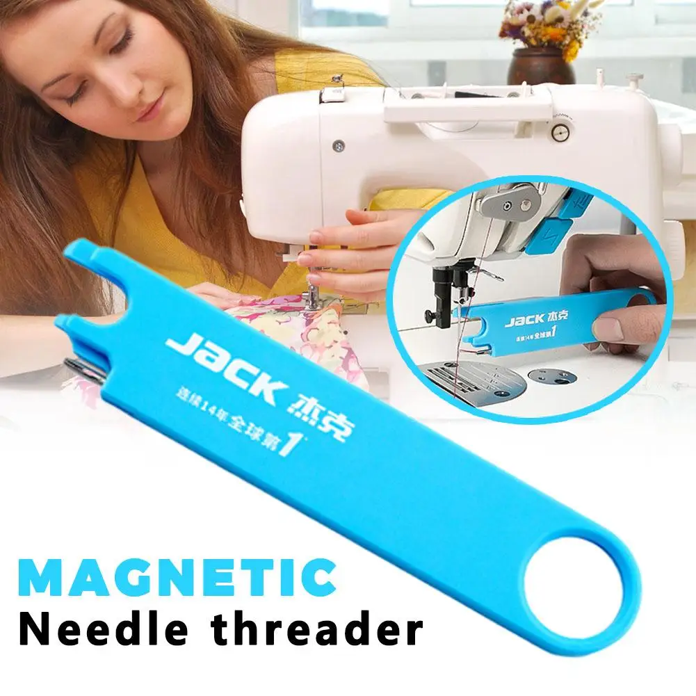 Jack Magnetic Needle Threader with Magnifier & Ruler – Easy One-Second Threading Tool for Sewing Craft Anti-Prick Design