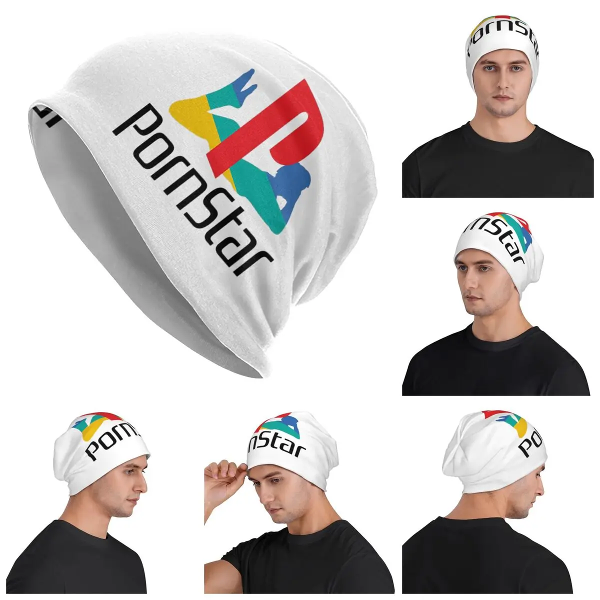Ps Pron Star الأبيض الدافئة محبوك قبعة الهيب هوب بونيه قبعة الخريف الشتاء في الهواء الطلق بيني القبعات للرجال النساء الكبار