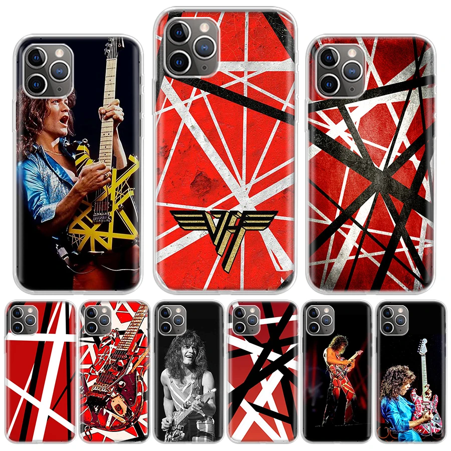 Eddie Van Halen Graphic Guitar Silicon Call Phone Case For Apple iPhone 16 15 14 11 Pro Max 13 Plus 12 Mini 7 8 + X XR XS SE Cov