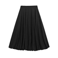 Women Vintage A Line Black Flare Swing Skirts Solid Color Rockabilly Women Autumn Skirts For Women Streetwear 
