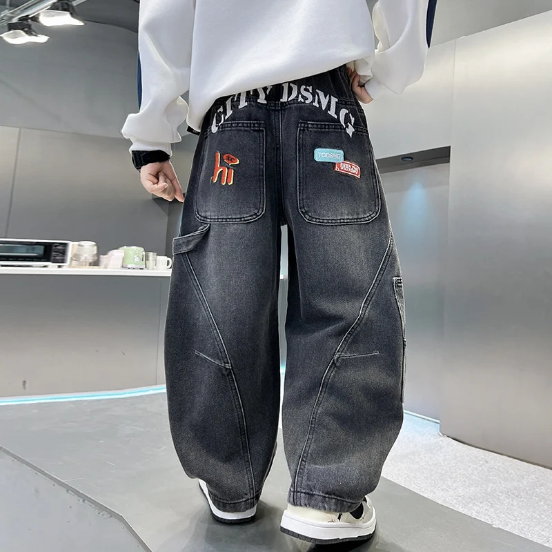 Spring Autumn Kids Casual Jeans for Big Boy Child Fashion Vintage Trousers Cotton Sweatpants Teenage Baby Boys Clothes Jeans