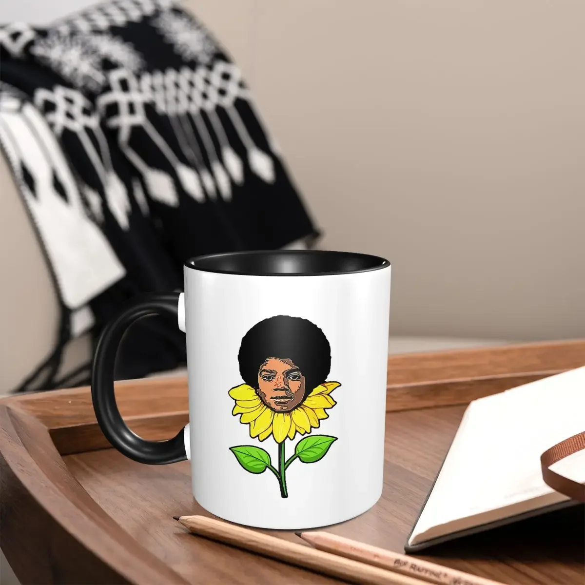 Michael Jackson Sunflower Mug Funny Ceramic Coffee Cups Tea Mugs Milk Cup Drinkware Gifts for Woman Man