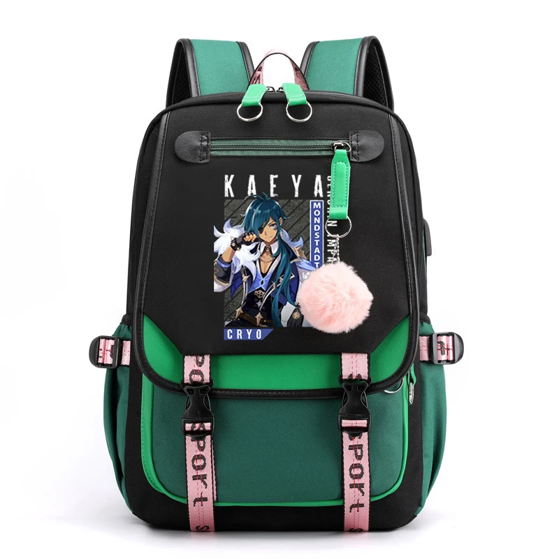 Fashion School Bag for Girls Waterproof Usb Children Backpack Bookbags Genshin Impact Anime Print Kids School Backpack Mochila