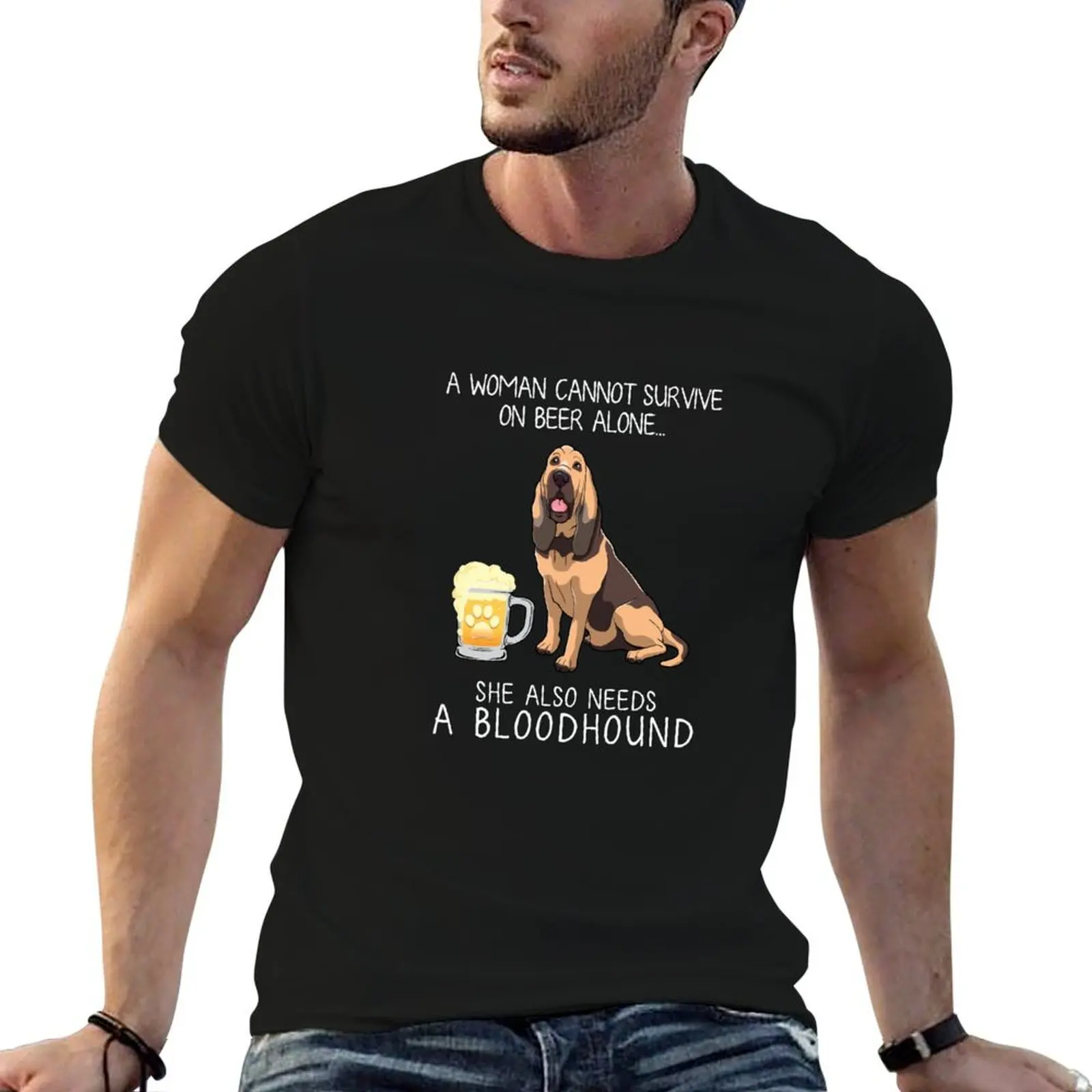

Bloodhound Mom and Beer Funny dog gift T-Shirt t shirts for man pack cotton t shirts for man graphic vintage T-Shirt