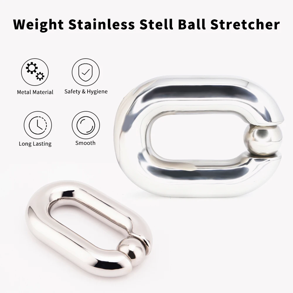 Stainless Steel Heavy Ball Stretcher Male Testicle Weight Scrotal Pendant Scrotum Stretching Trainer BDSM Adult Sex Toys For Men