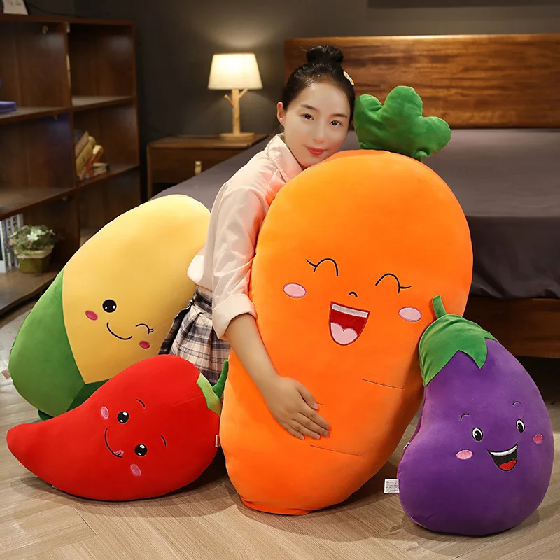 Hot Cartoon Smile Carrot chili corn Plush toy Cute Simulation eggplant Carrot Pillow Dolls Stuffed Soft Toys for Children Gift
