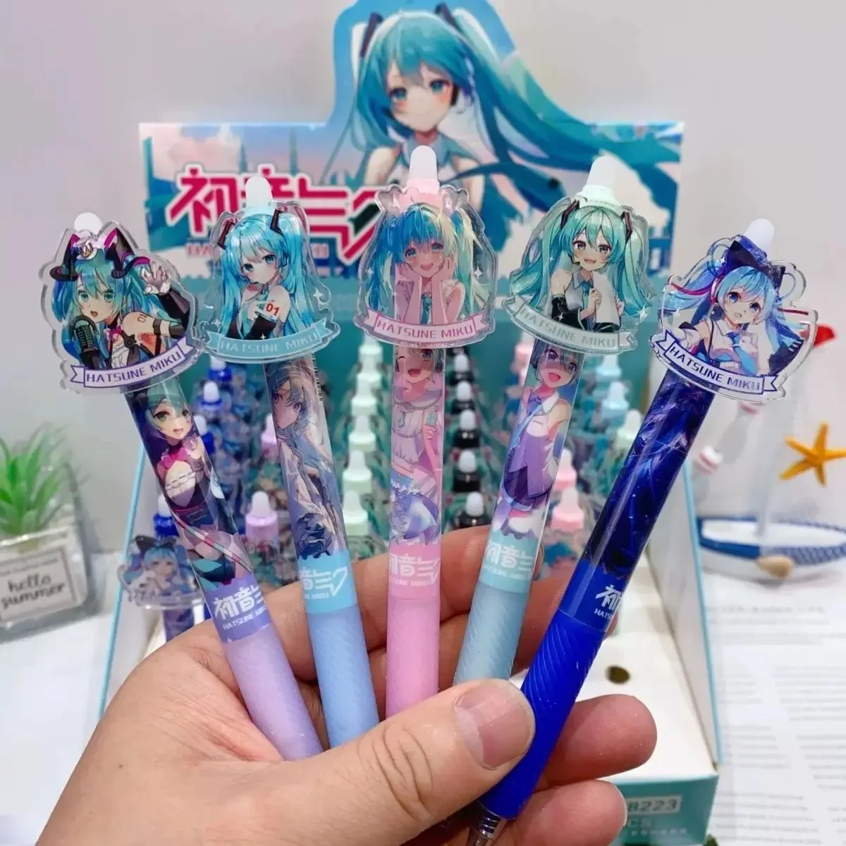 2/4/6 قطعة ل Hatsune Miku طالب القرطاسية قابل للمسح هلام القلم لطيف أنيمي المحيط ماجيك سهلة مسح الأزرق الصحافة القلم الهدايا