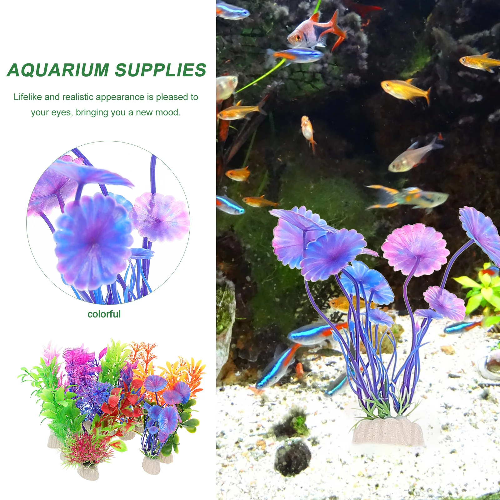 

1Set Artificial Aquatic Plants Fish Tank Fake Plants Lifelike Simulation Water Grass Aquarium Landscape Decors