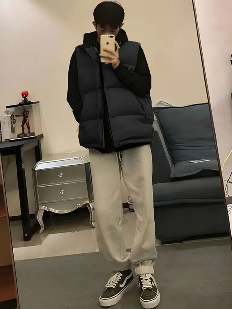 

Черный пуховый жилет с воротником-стойкой, мужской зимний американский джемтон, хлопковое пальто, верхняя одежда, волнистая подушечка Jaet