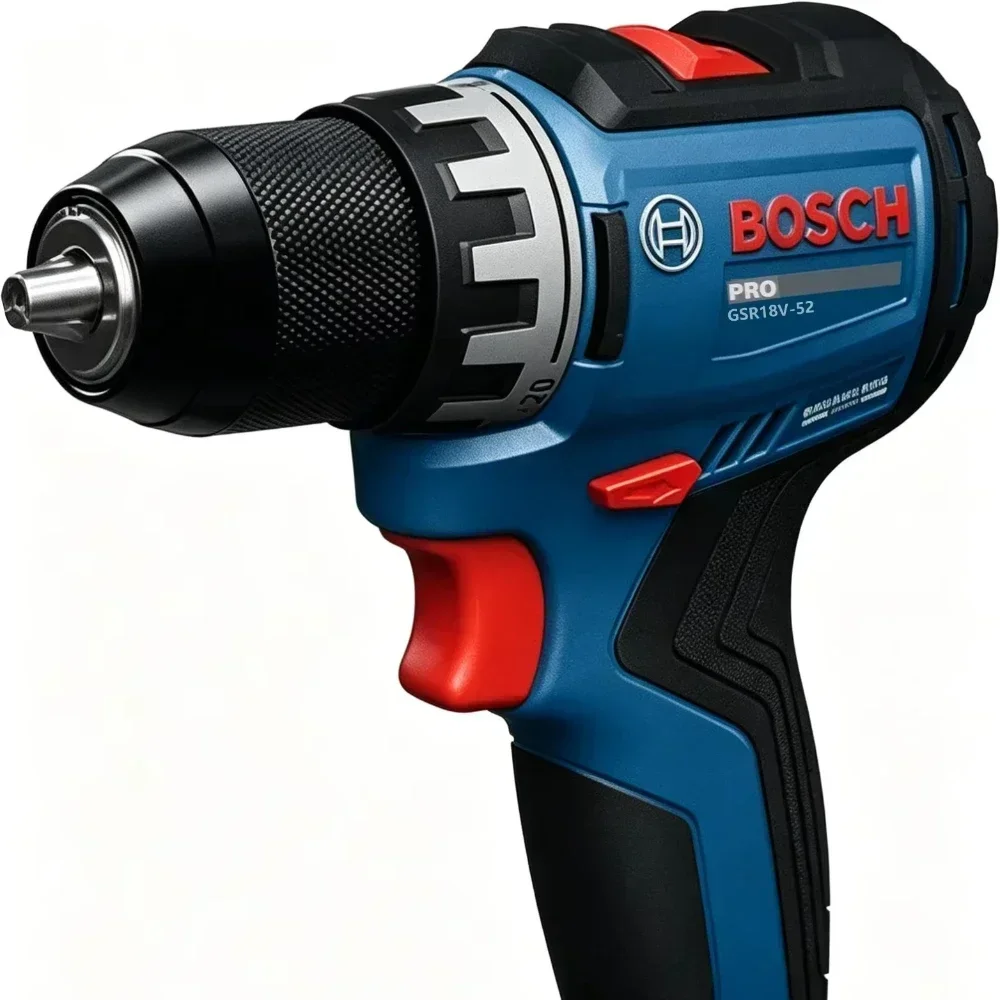 Bosch GSR18V-52 Power Tool Electric Drill, 52Nm, Durable and Robust with Metal Chuck for High-Quality Screwdriving and Drilling