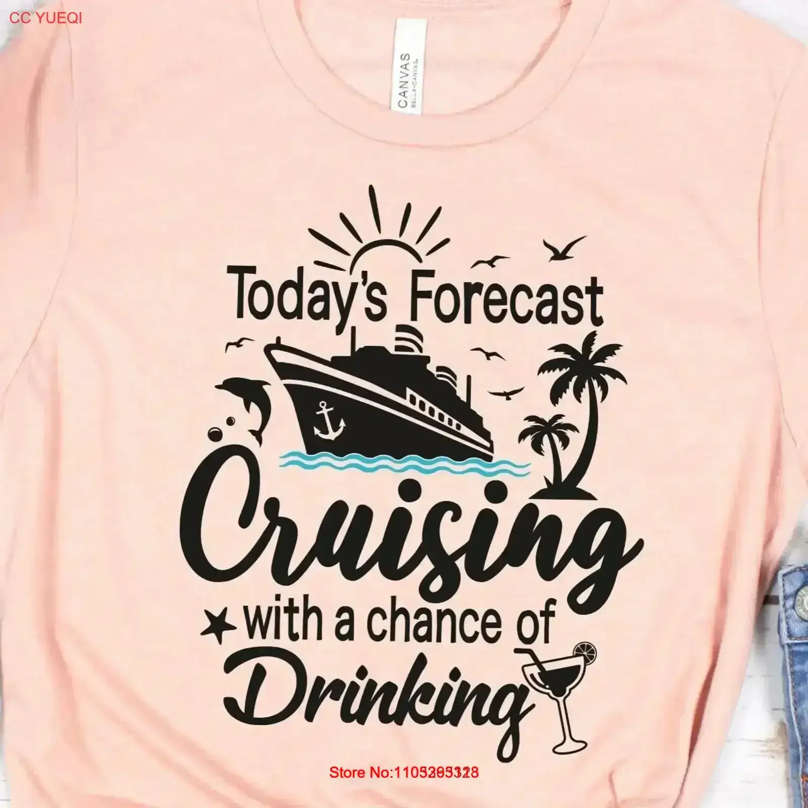 Cruising With A Chance Of Drinking Jersey T Shirt Matching Cruise For Funny vintage Washed designer clothes homme Stylish Soft