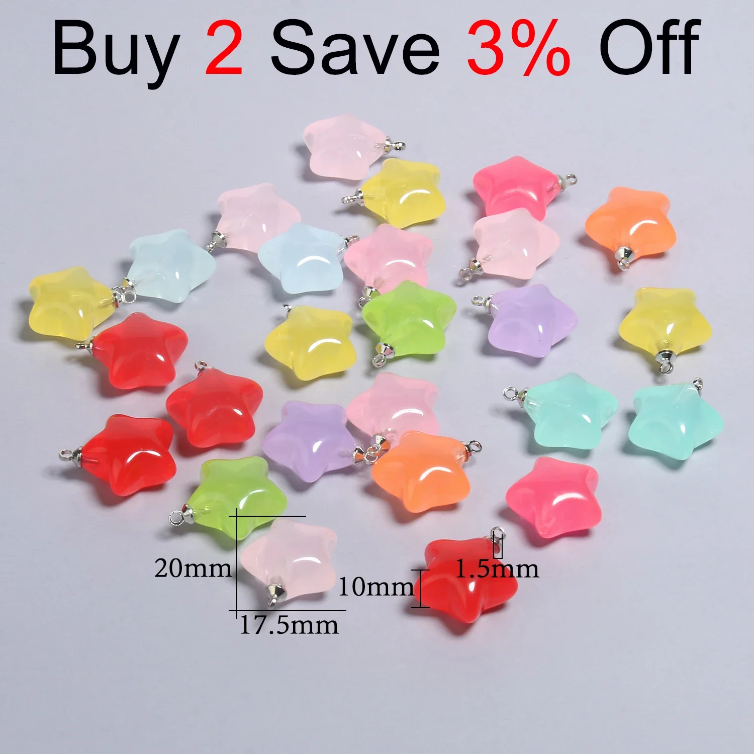 10 قطعة/الوحدة 20x17.5 مللي متر متعدد الألوان الاكريليك سحر ستار Charms قلادة لصنع المجوهرات Diy المفاتيح سوار إكسسوارات عقد