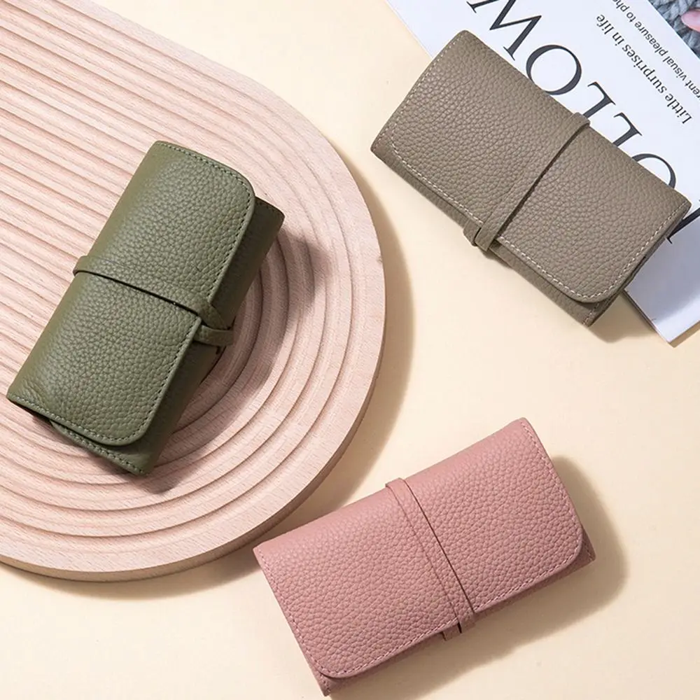 Solid Color Mini Roll Foldable Jewelry Case Fashion Soft Portable Storage Bag Durability Multipocket Roll Up Bag Bracelet