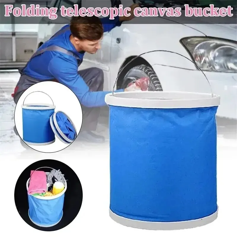 Oxford Cloth Water Bucket for Foldable Outdoor Camping Fishing Water Storage Container Drinking Picnic Barrel Car Wash Accessory