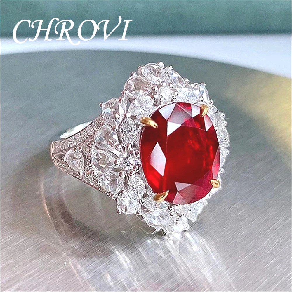 Fashion 925 sterling silver high-end ruby color-separated open ring for women - Elegant precious stone finger ring
