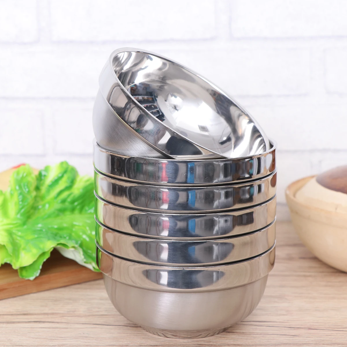

Stainless Steel Insulated Bowl Anti Scalding Rice Soup Bowl Flat Base Drop Resistant Metal Bowls for Home