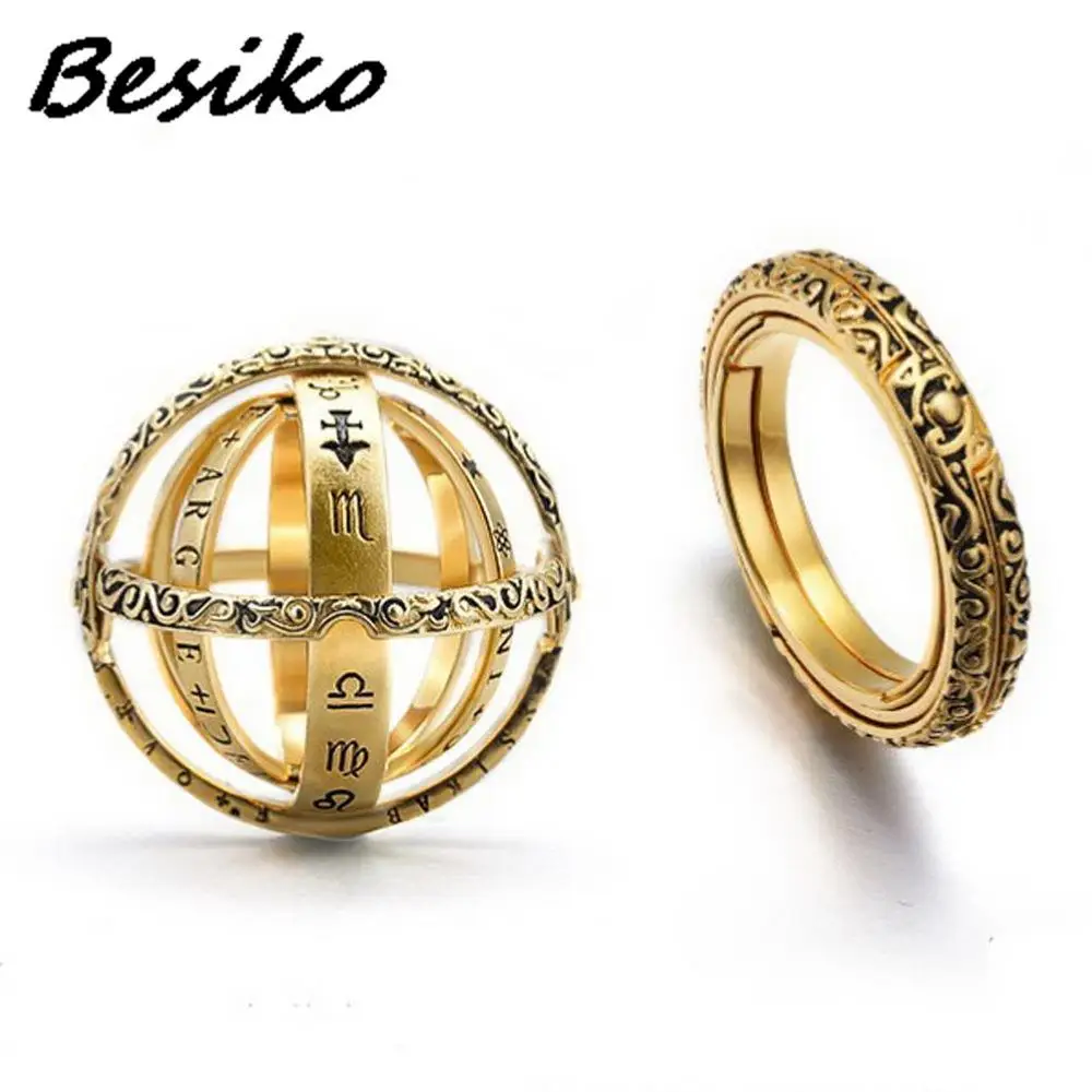 Besiko Vintage Astronomical Ball Rings For Women Men Creative Complex Rotating Cosmic Finger Ring Jewelry  Wholesale