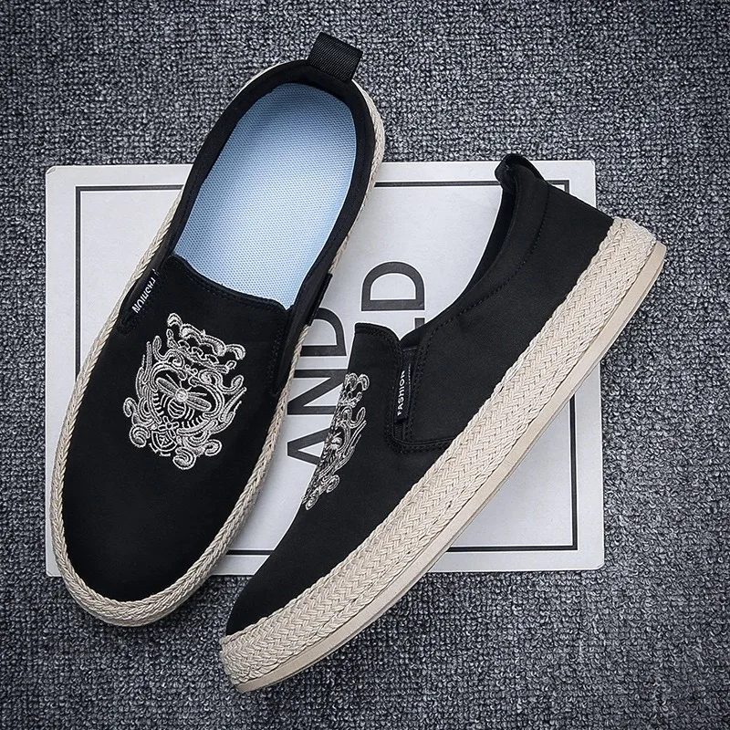 أحذية سوداء قابلة للتنفس للرجال أحذية بدون كعب فاخرة أحذية مصممين أحذية بدون كعب كاجوال zapatillas para alpargatas hombre