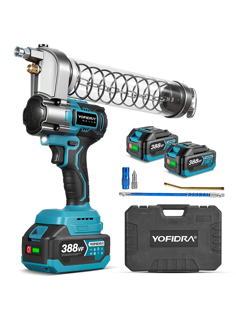 YOFIDRA Bürstenlose elektrische Fettpresse 103 MPa 15000 PSI Öleinspritzgerät Fettpistole Elektrowerkzeug für Makita 18V Akku