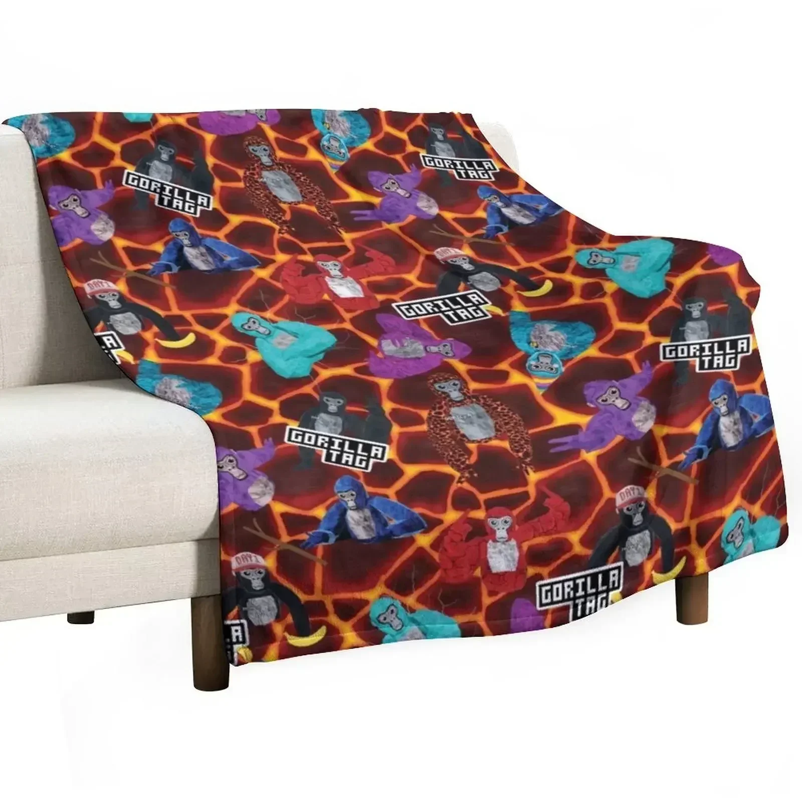 Gorilla Tag Lava Monke Party Throw Blanket Cute Extra Large Throw Picnic Designers Plaid on the sofa Bed linens Blankets