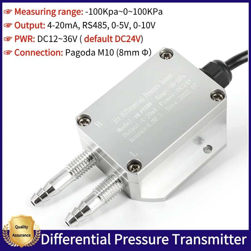 

Differential Pressure Transmitters Air Wind Pressure 4-20mA RS485 0-10V Output 0-100Kpa Small Differential Pressure Transducer