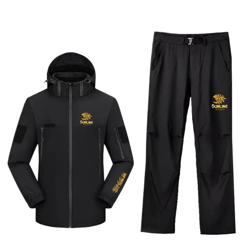 2025 New Autumn and Winter Japan SUNLINE Clothing Set Fleece Fishing Suit Sunscreen Fleece Warm Jacket Fishing Pants