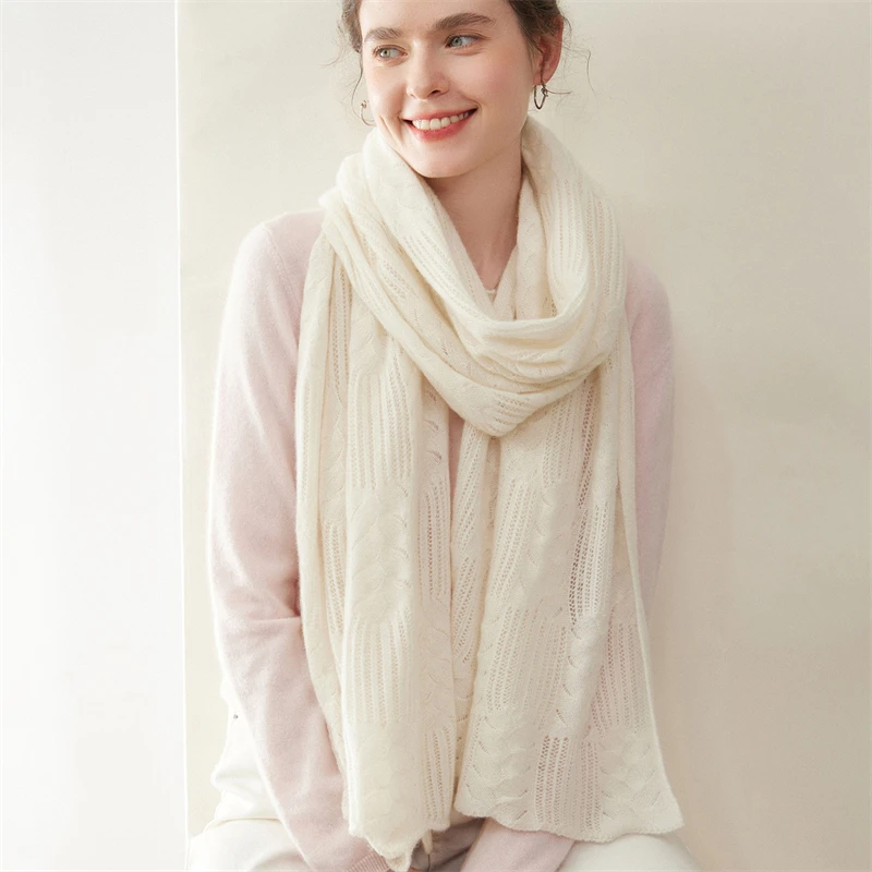 

100% cashmere scarf size 180 * 50 for women's autumn and winter outdoor wear, warm knit cashmere scarf shawl