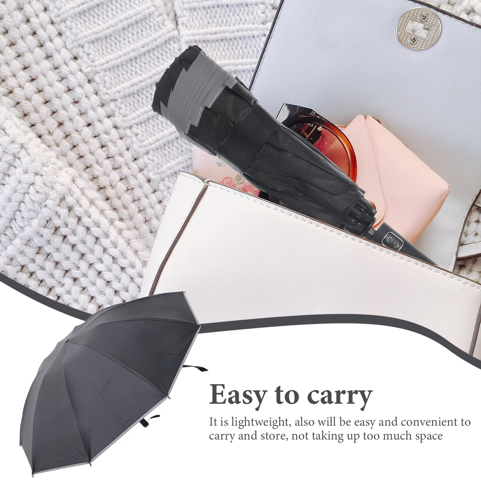 

Portable Five Fold 10 Bone Reverse Umbrella Travel Sun and Rain Protection Compact Lightweight Easy Carry Store