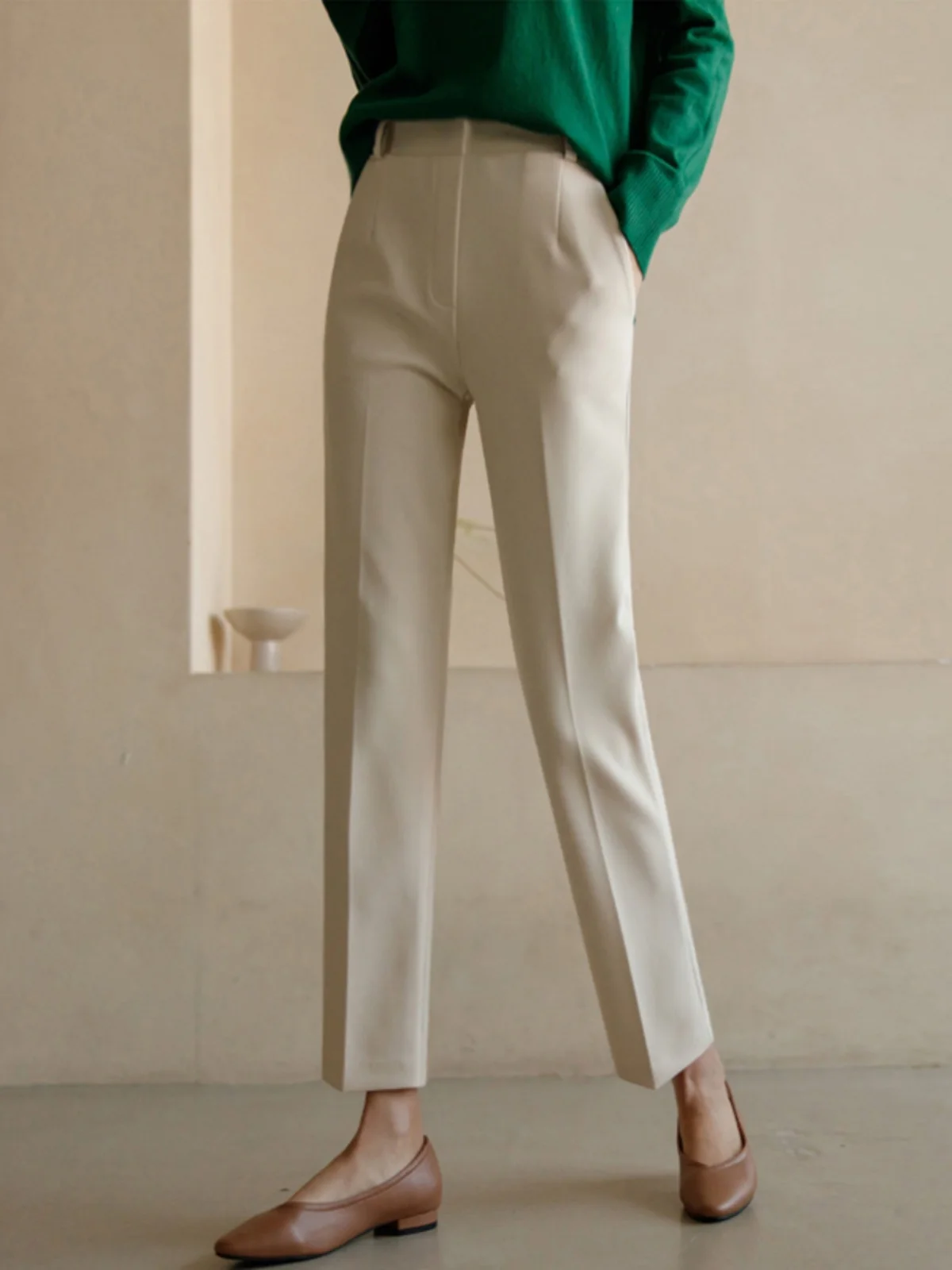 

Milk High Waist Slimming Suit Pants Women's Workwear Summer Professional Drapey Nine Tube Straight Leg Trousers