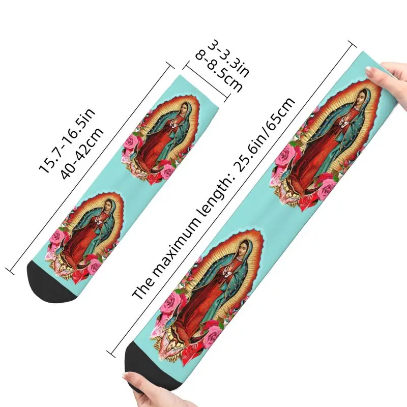 Virgin Mary Of Guadalupe Mens Crew Socks Unisex Fun Mexico Catholic Saint Spring Summer Autumn Winter Dress Socks