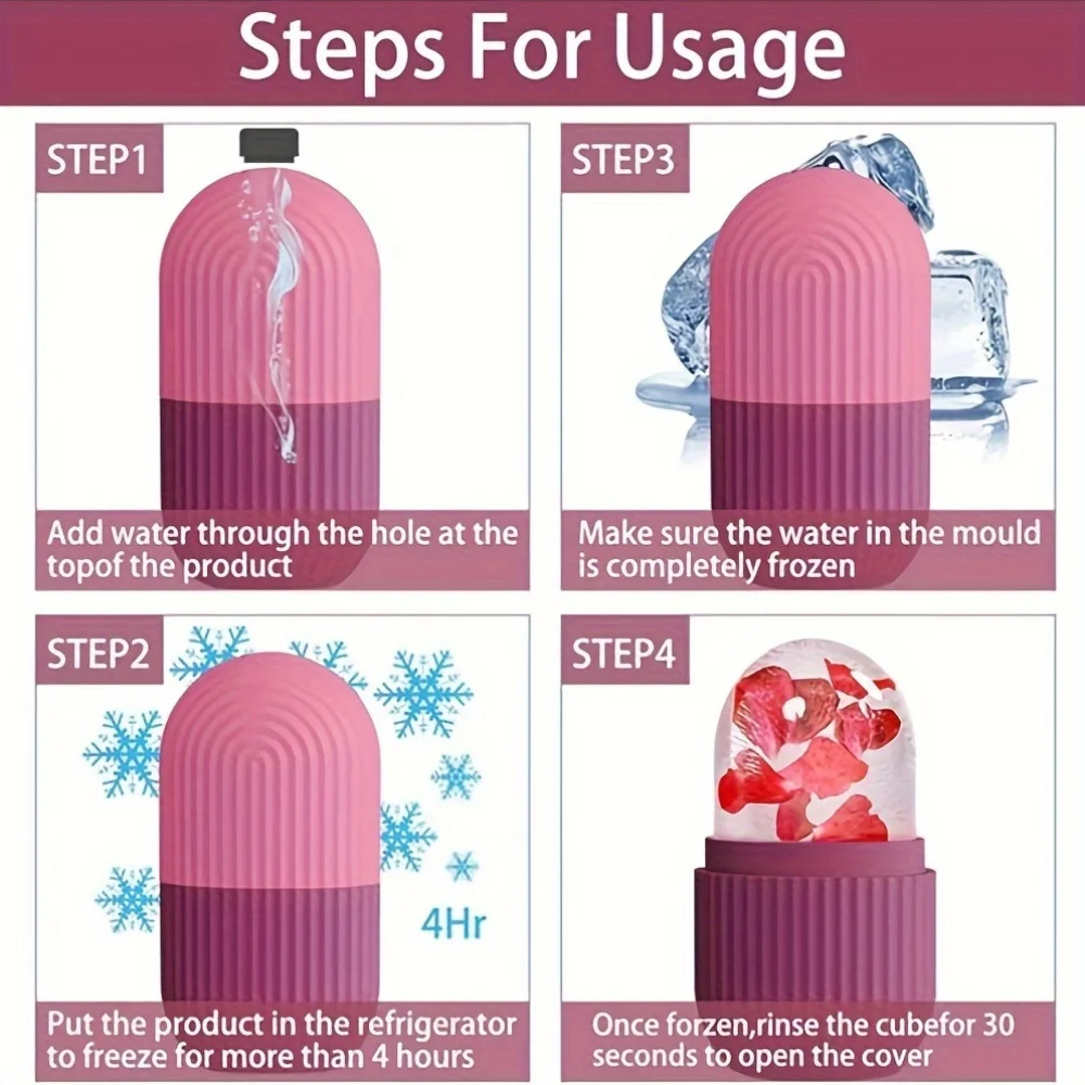 جهاز تدليك دوار الثلج مكون من 4 قطع + عصابة رأس وحزام معصم لغسل الوجه لتخفيف التورم وشد البشرة لسيناريوهات متعددة #2